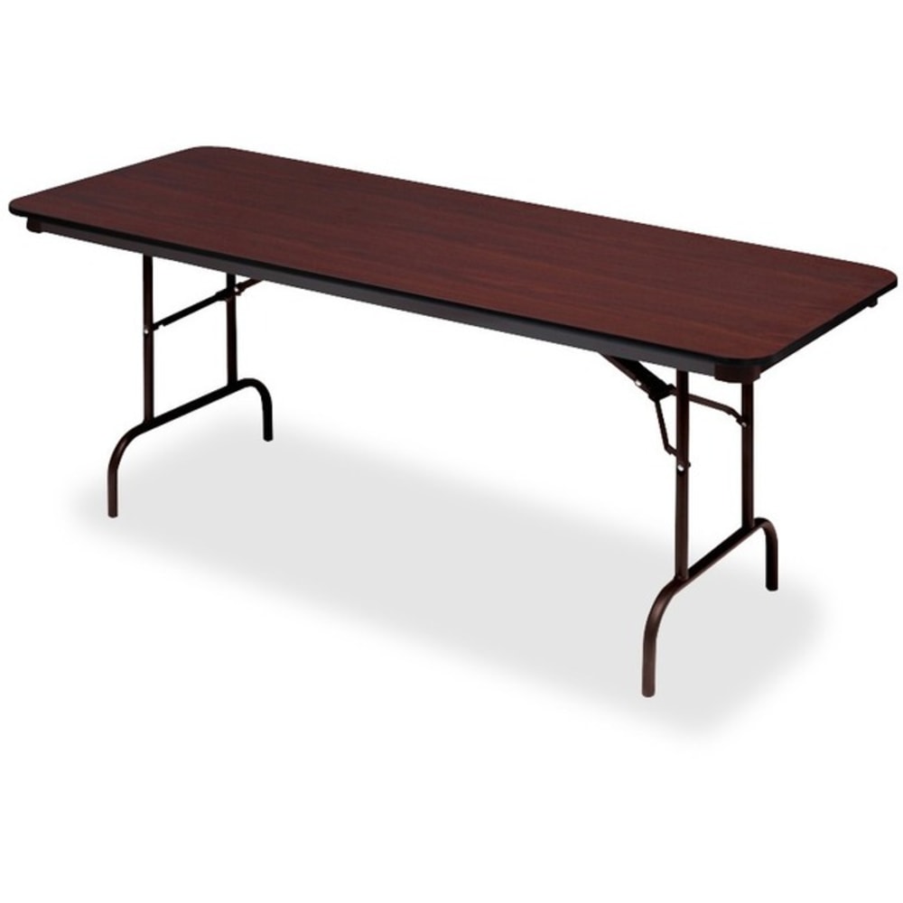 Iceberg Premium Wood Laminate Folding Table, Rectangular, 96inW x 30inD, Mahogany/Brown