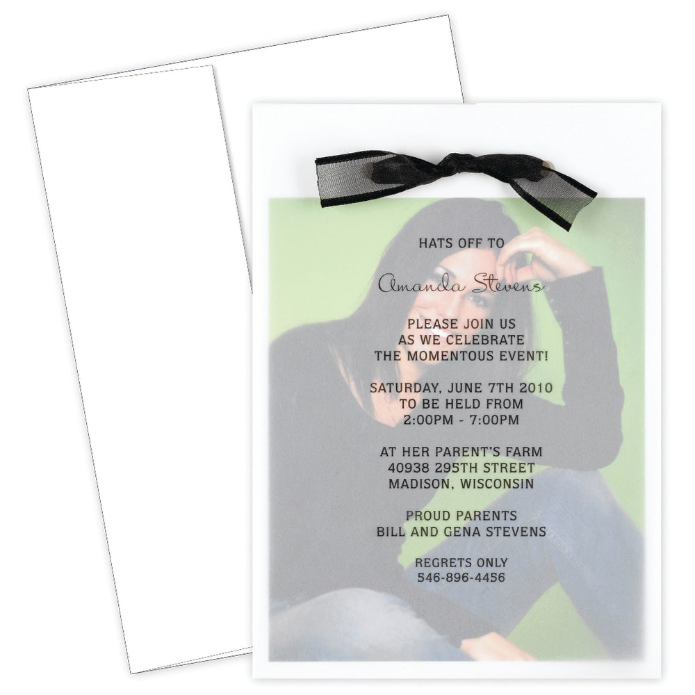 Great Papers! Graduation Photo Invitation Kit, 5 1/2in x 7 3/4in, Grad Overlay, White, Pack Of 12