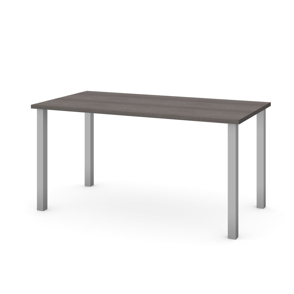 Bestar Universal 60inW Table Computer Desk With Square Metal Legs, Bark Gray