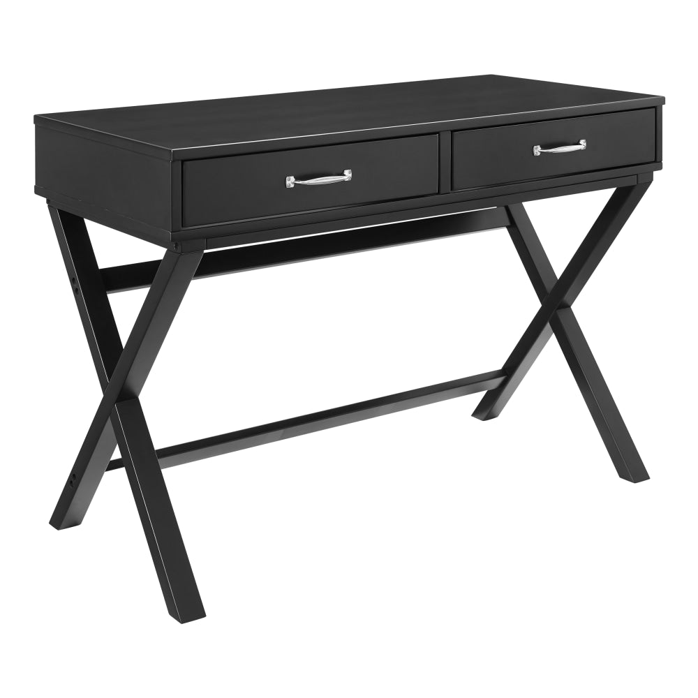 Linon Frances 42inW Home Office Computer Desk With Drawers, Black