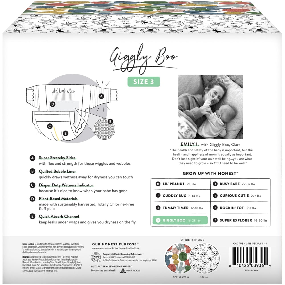 The Honest Company Clean Conscious Diapers, Size 3, Cactus, 68 Diapers Per Box