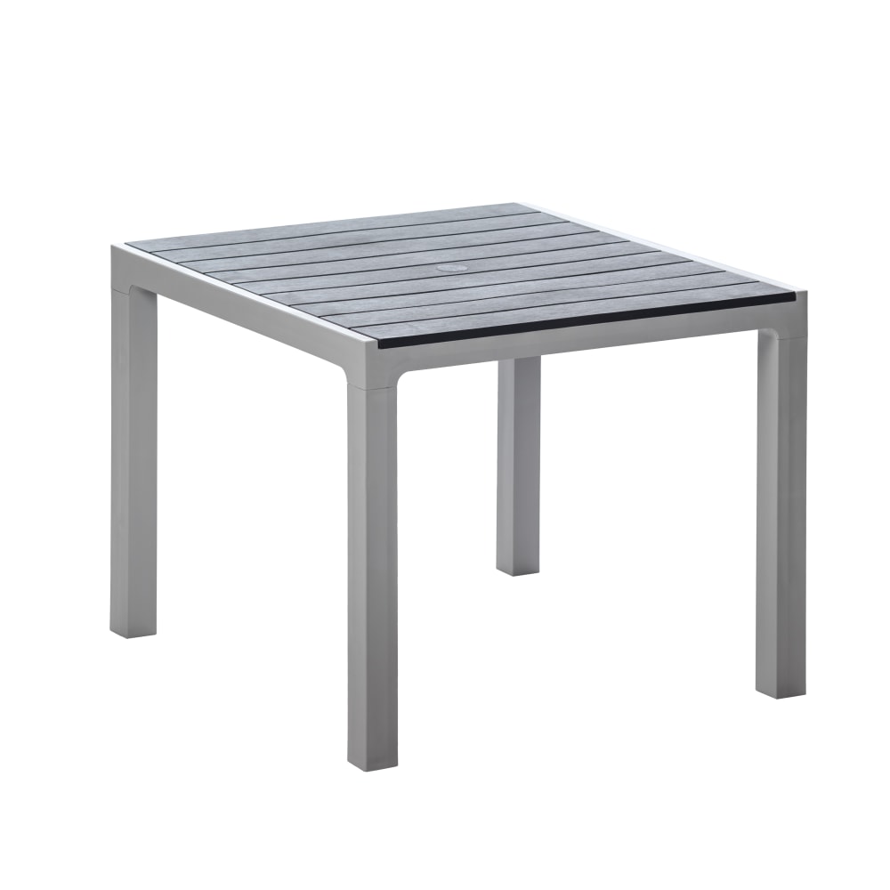 Inval Madeira 4-Seat Square Plastic Patio Dining Table, 29-3/16in x 35-7/16in, Gray/Slate