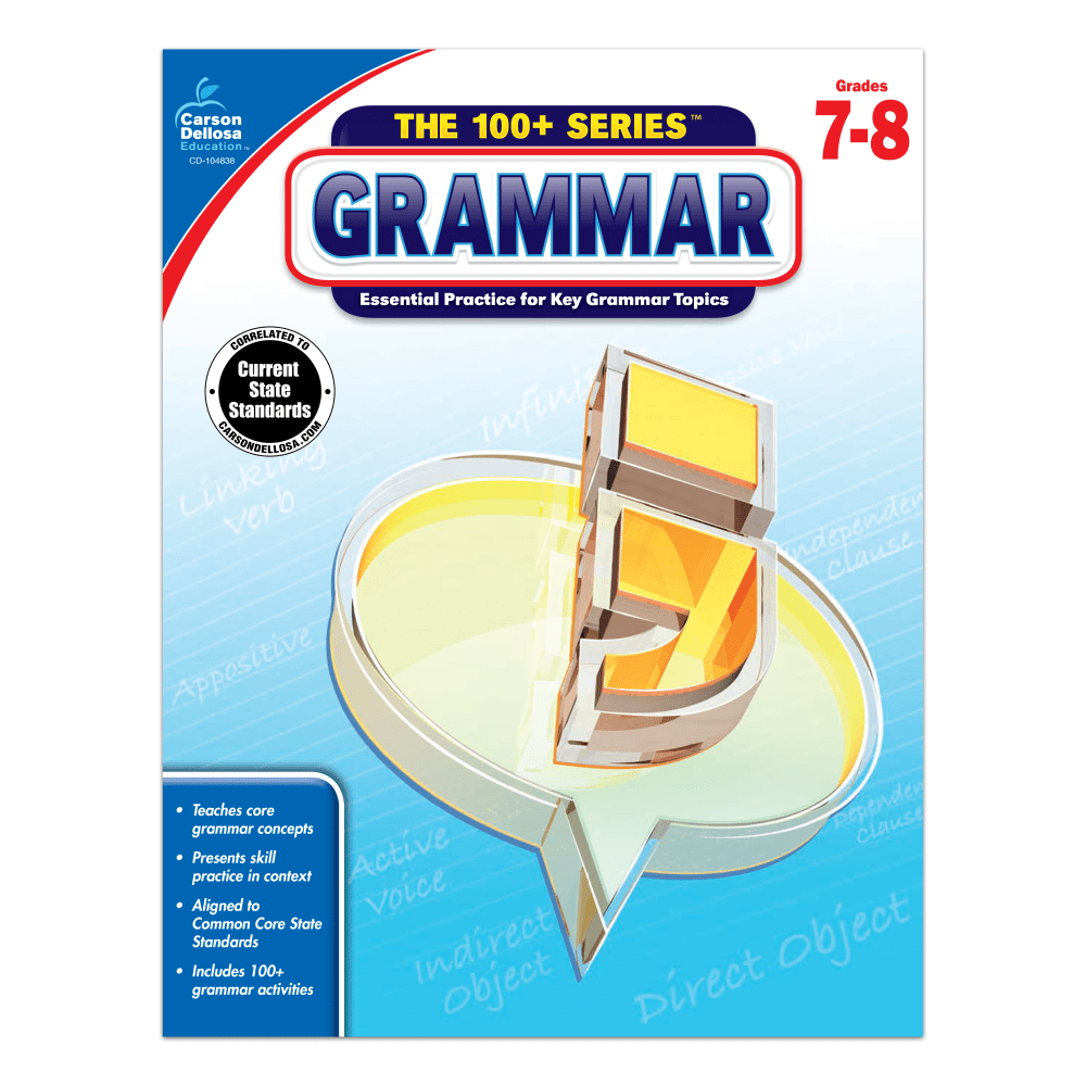 Carson-Dellosa 100+ Series Grammar Workbooks, Grades 7-8