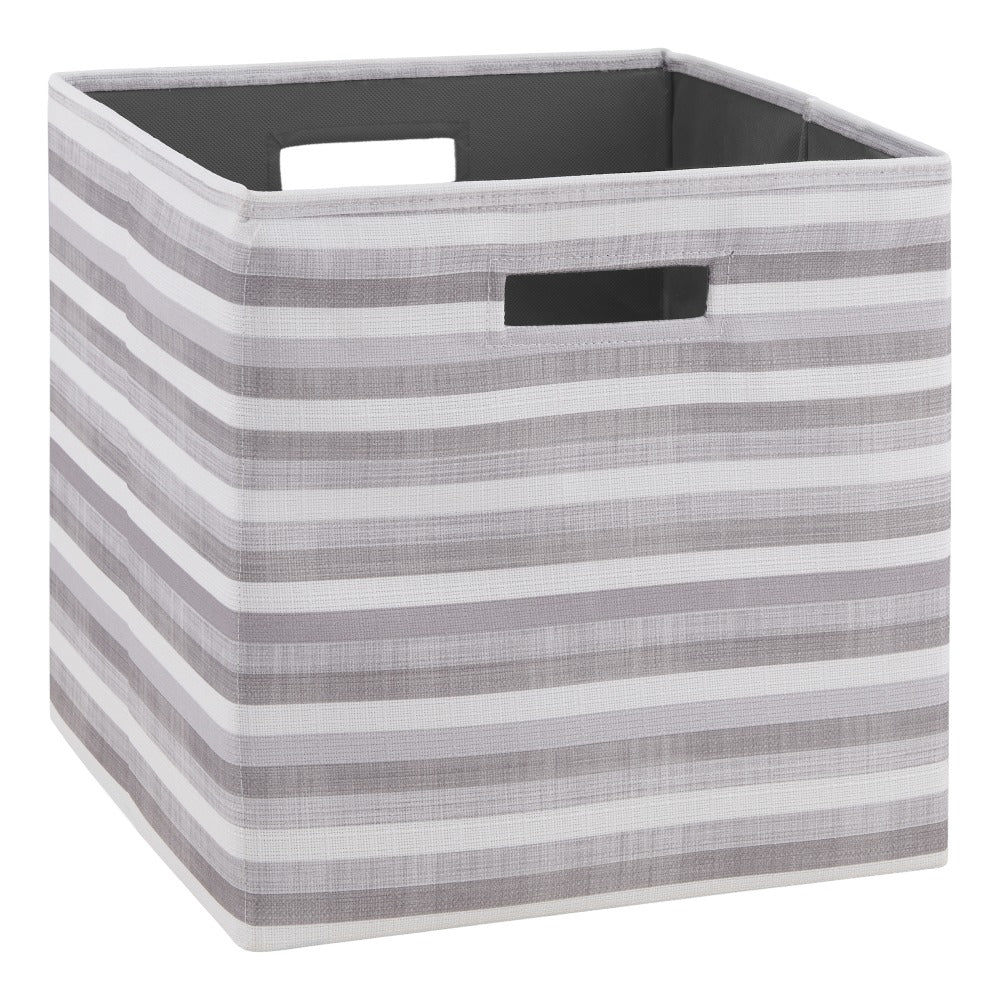 Linon Emmet Storage Bins, Medium Size, Gray Stripes, Pack Of 2