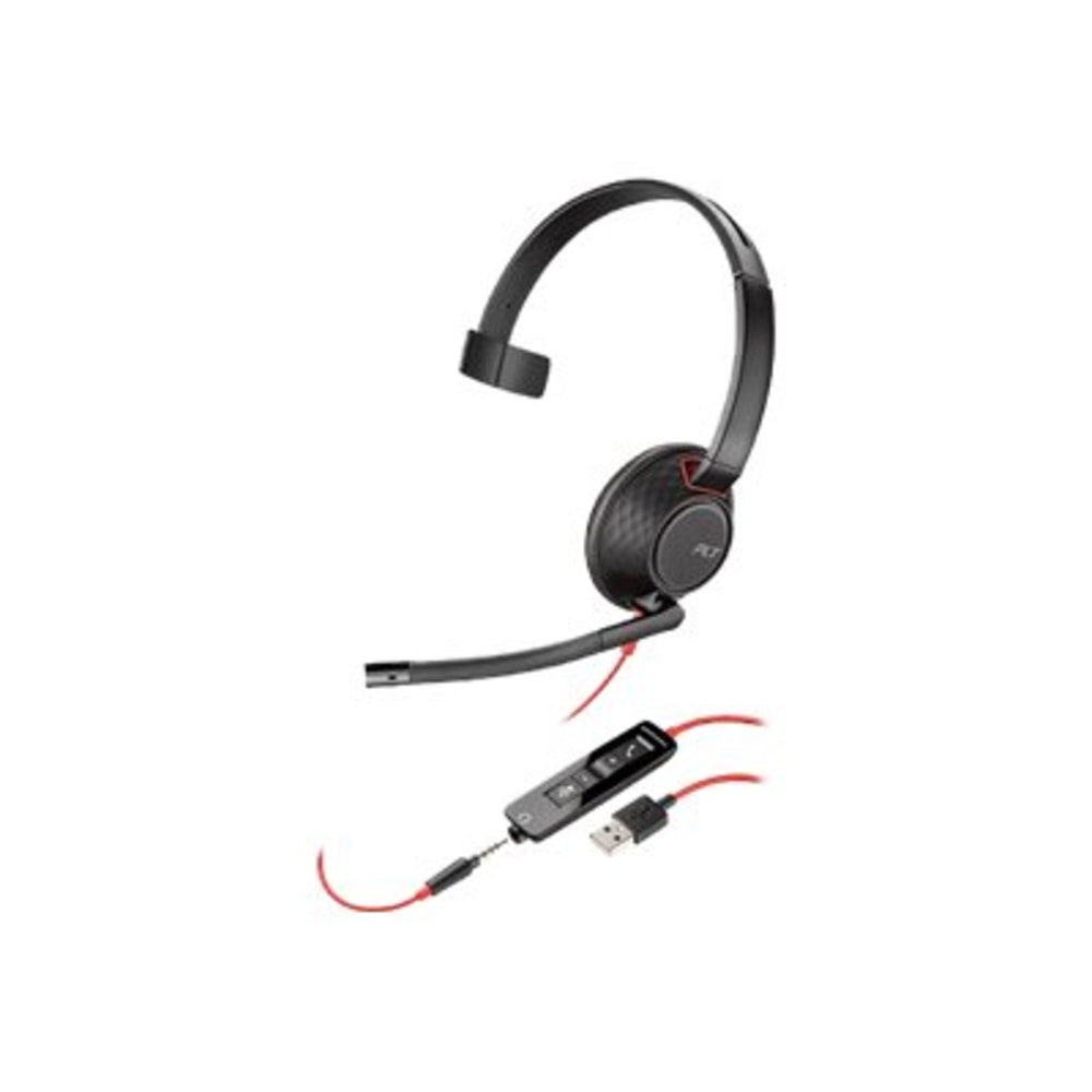 Poly Blackwire 5210 Monaural USB-A Headset (Bulk) - Mono - USB Type A, Mini-phone (3.5mm) - Wired - Over-the-head - Monaural - Supra-aural - Noise Canceling