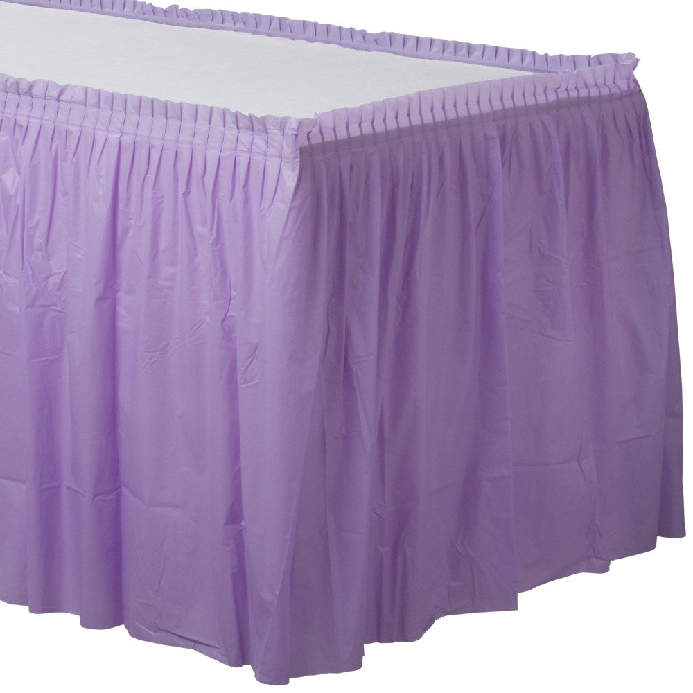 Amscan Plastic Table Skirts, Lavender, 21' x 29in, Pack Of 2 Skirts