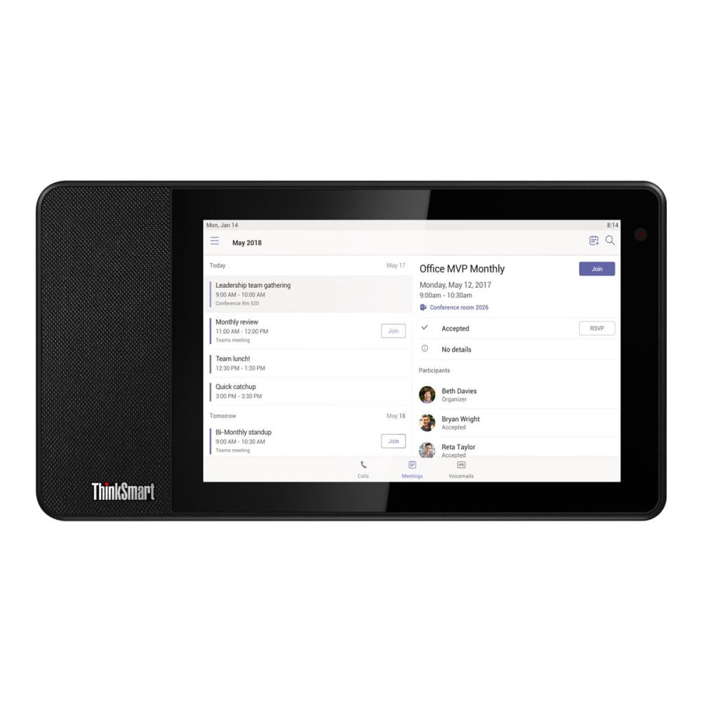 Lenovo ThinkSmart View - Smart display - LCD 8in - wireless - Wi-Fi, Bluetooth - 10 Watt - business black