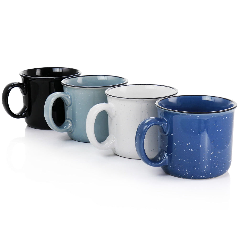 Mr. Coffee Mr. Colebrook Speckled Stoneware 4-Piece Mug Set, 18 Oz, Assorted Colors