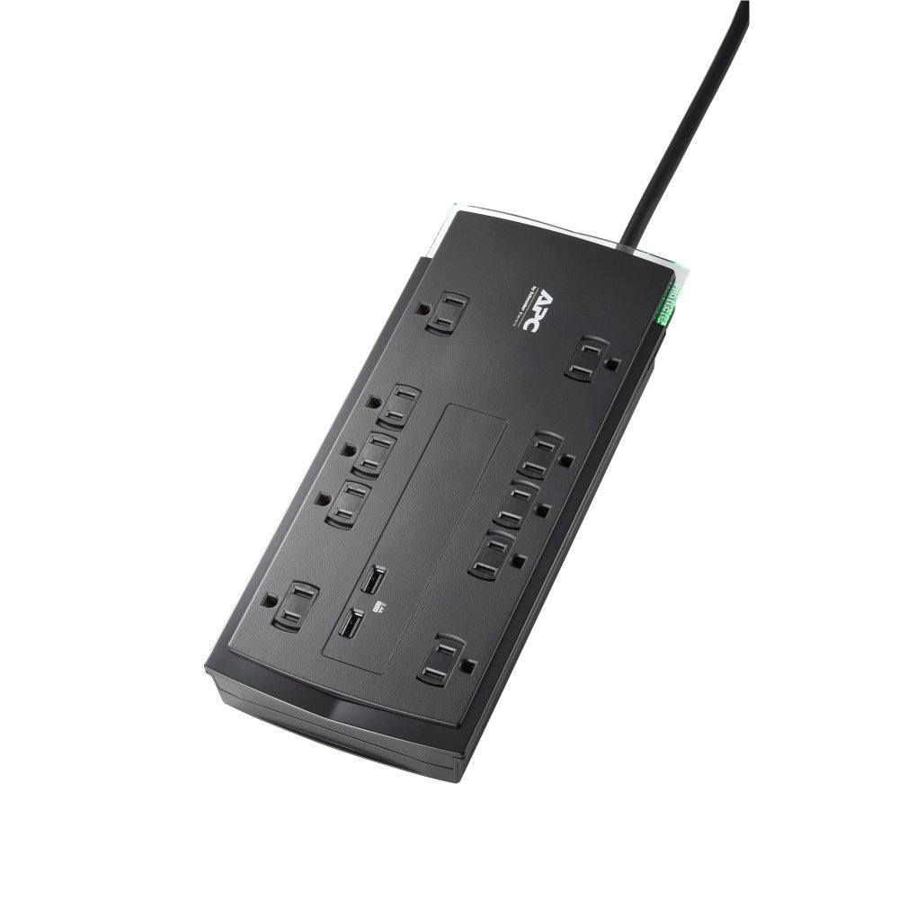 APC Performance SurgeArrest 10-Outlet And 2-USB Surge Protector, 6ft Cord, Black, P10U2