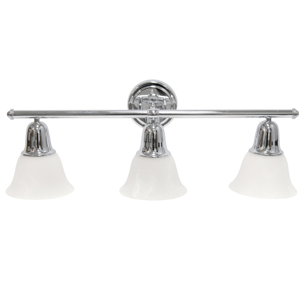 Lalia Home Essentix 3-Light Wall Mounted Vanity Light Fixture, 26-1/2inW, Alabaster White/Chrome