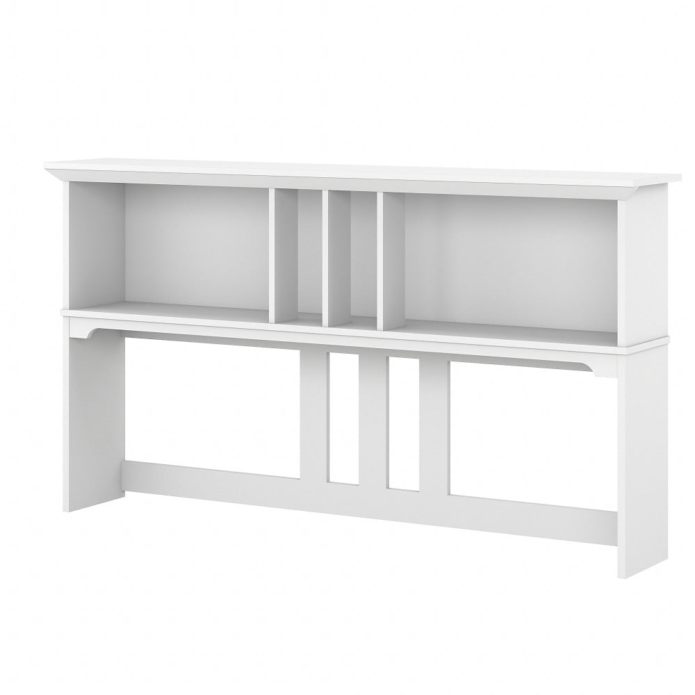 Bush Furniture Salinas 60inW Hutch For L-Shaped Desk, Shiplap Gray/Pure White, Standard Delivery