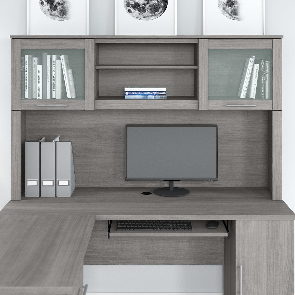 Bush Furniture Hutch For L-Shaped Desk, 60inW, Platinum Gray, Standard Delivery