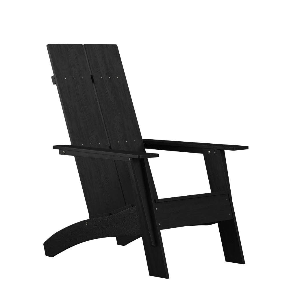 Flash Furniture Sawyer Modern All-Weather Poly Resin Wood Adirondack Chair, Black