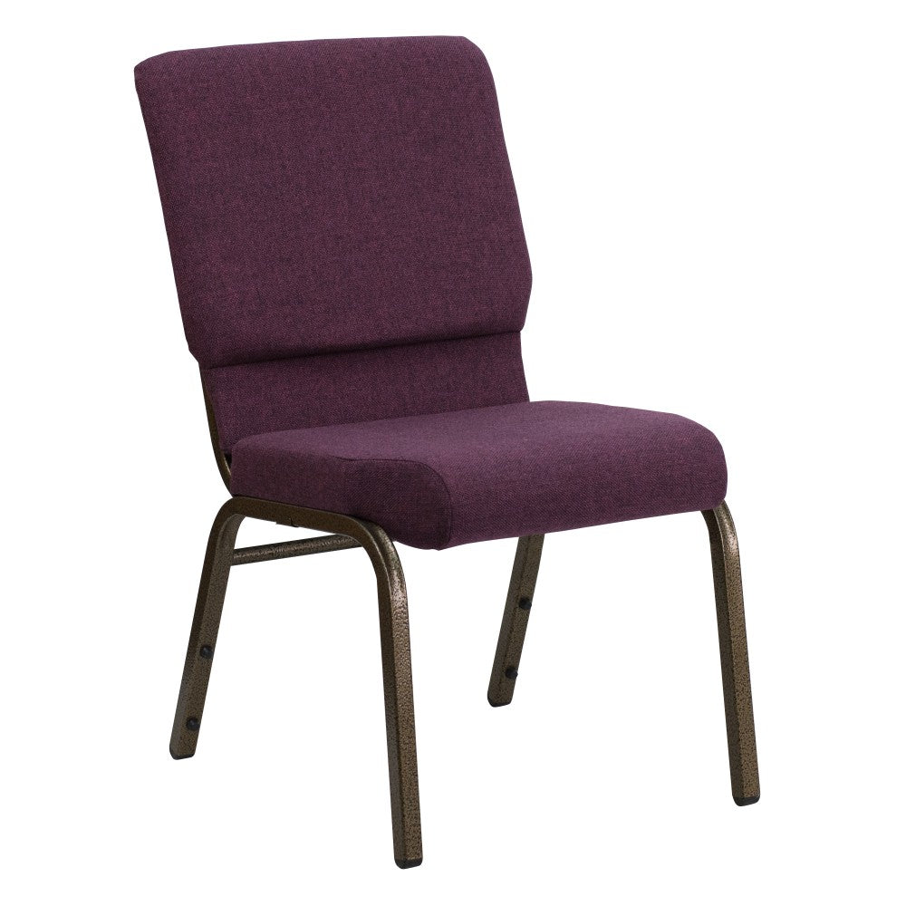 Flash Furniture HERCULES Series Stackable Church Chair, Plum/Goldvein