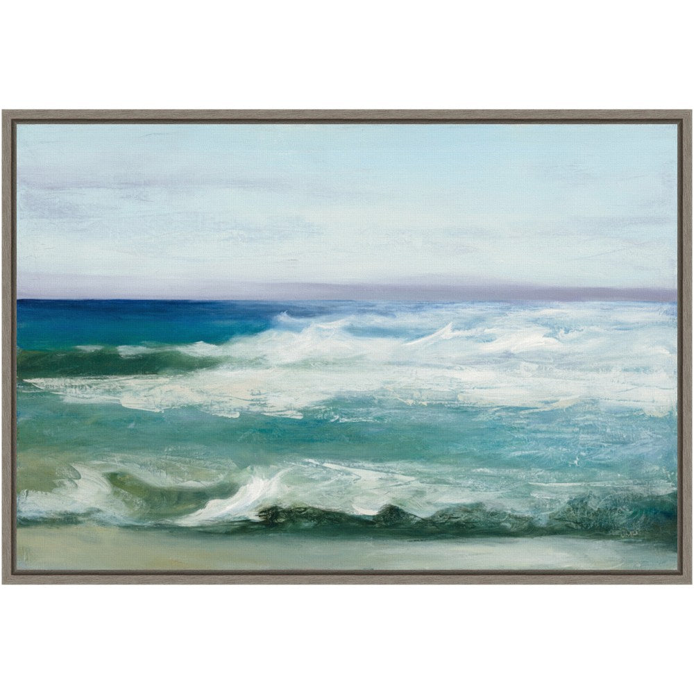 Amanti Art Azure Ocean by Julia Purinton Framed Canvas Wall Art Print, 16inH x 23inW, Greywash