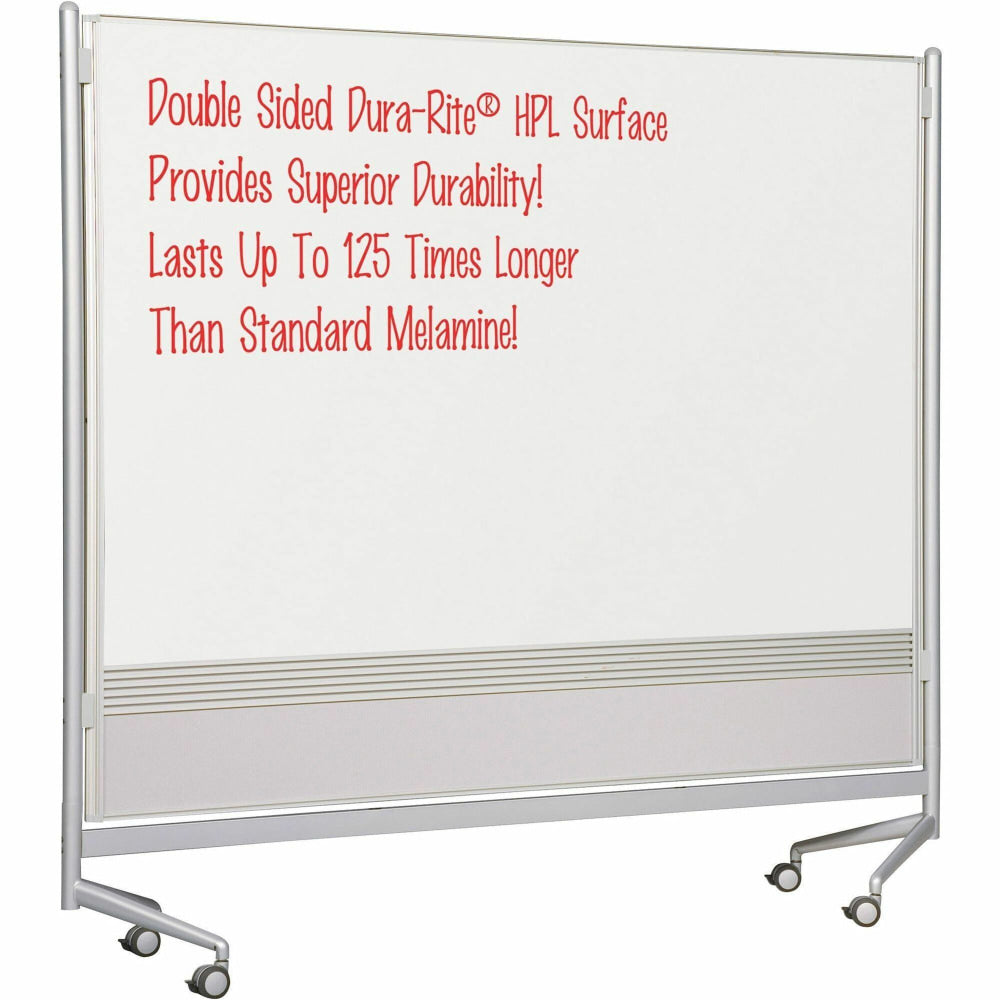 Balt Best Rite Mobile Dry-Erase Whiteboard Double-Sided Partition, 74in x 76in x 12in, Aluminum Frame With Silver Finish