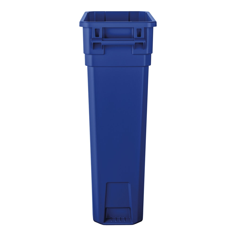 Suncast Commercial Narrow Rectangular Resin Trash Can, With Handles, 23 Gallons, 30inH x 11inW x 22inD, Blue Recycle