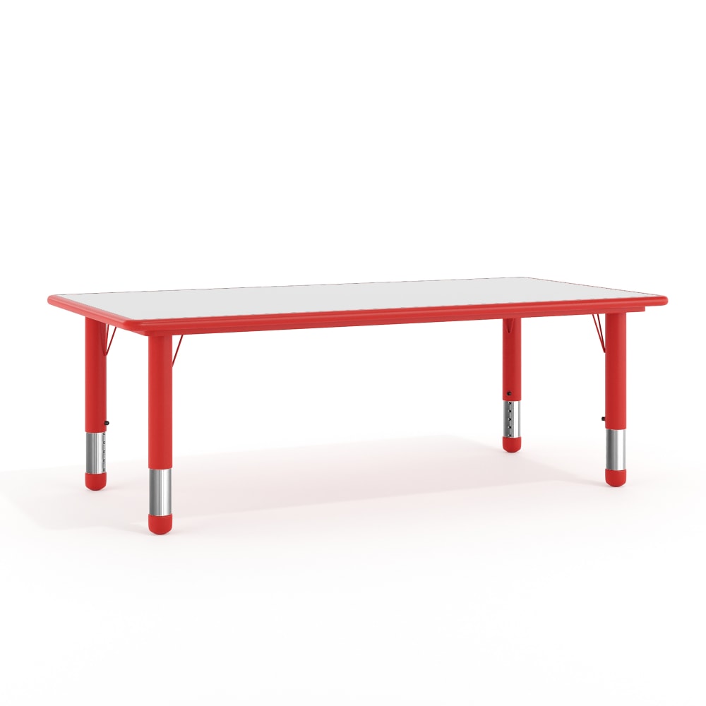 Flash Furniture Height-Adjustable Activity Table, 23-1/2inH x 23-5/8inW x 47-1/4inD, Gray/Red