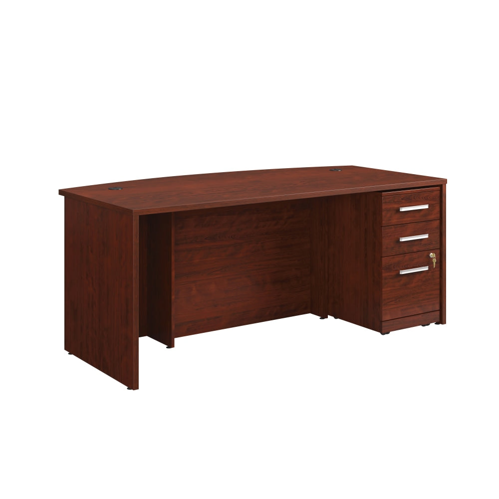 Sauder Affirm Collection 72inW Executive Bowfront Desk With 3-Drawer Mobile Pedestal File, Classic Cherry