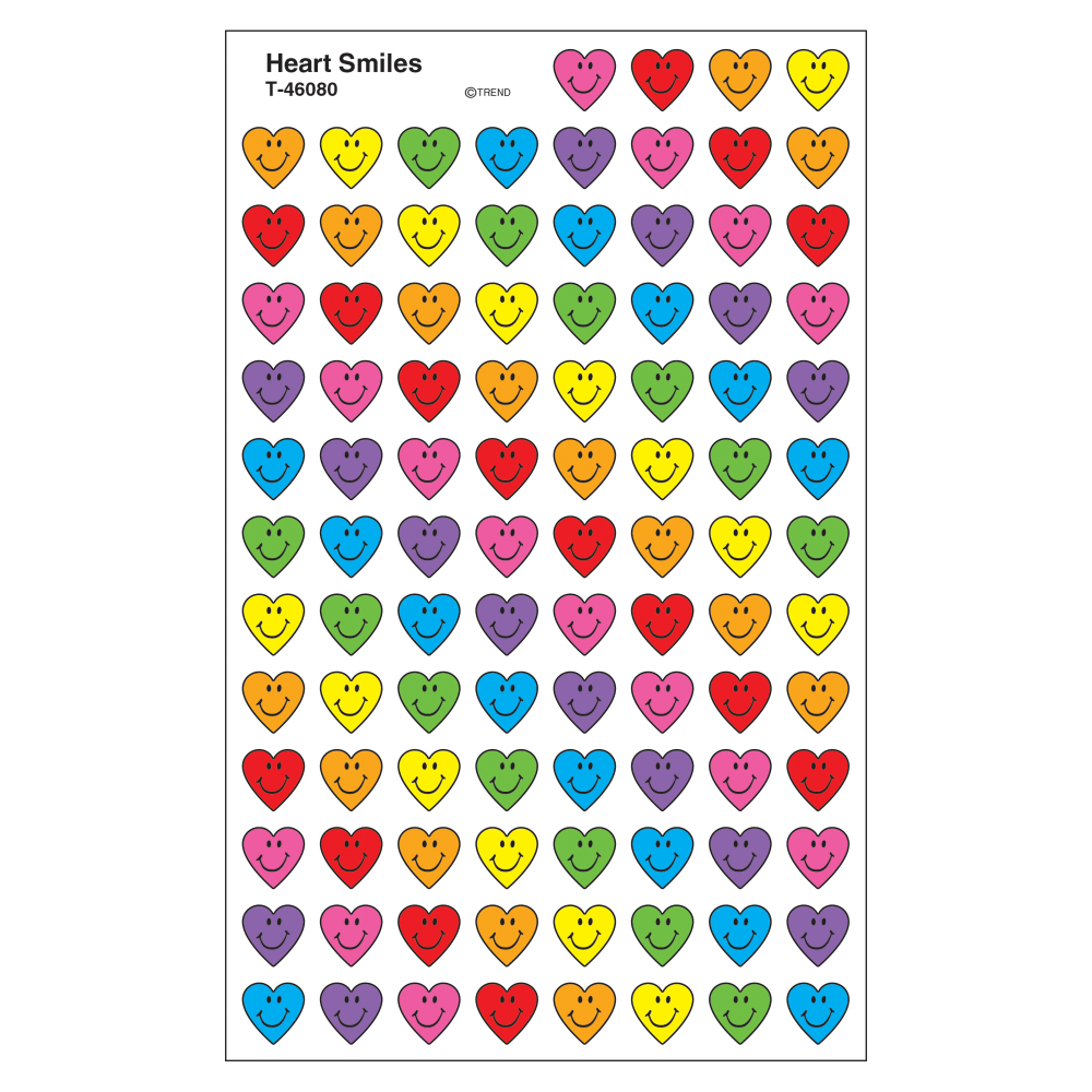 Trend superShapes Stickers, Heart Smiles, 800 Stickers Per Pack, Set Of 6 Packs