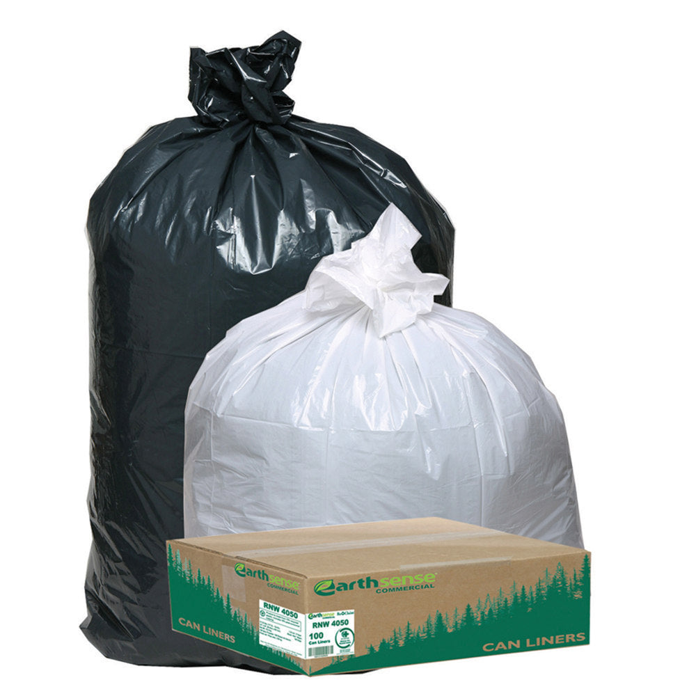 Webster EarthSense 1.25 mil Trash Bags, 33 gal, 33inH x 39inW, 75% Recycled, Black, 100 Bags