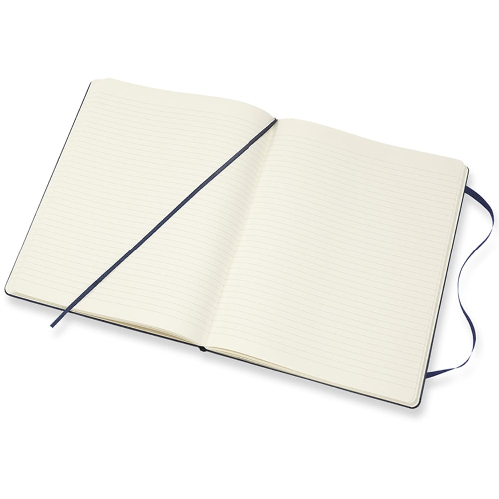 Moleskine Classic Hard Cover Notebook, 7-1/2in x 10in, Ruled, 192 Pages, Sapphire Blue