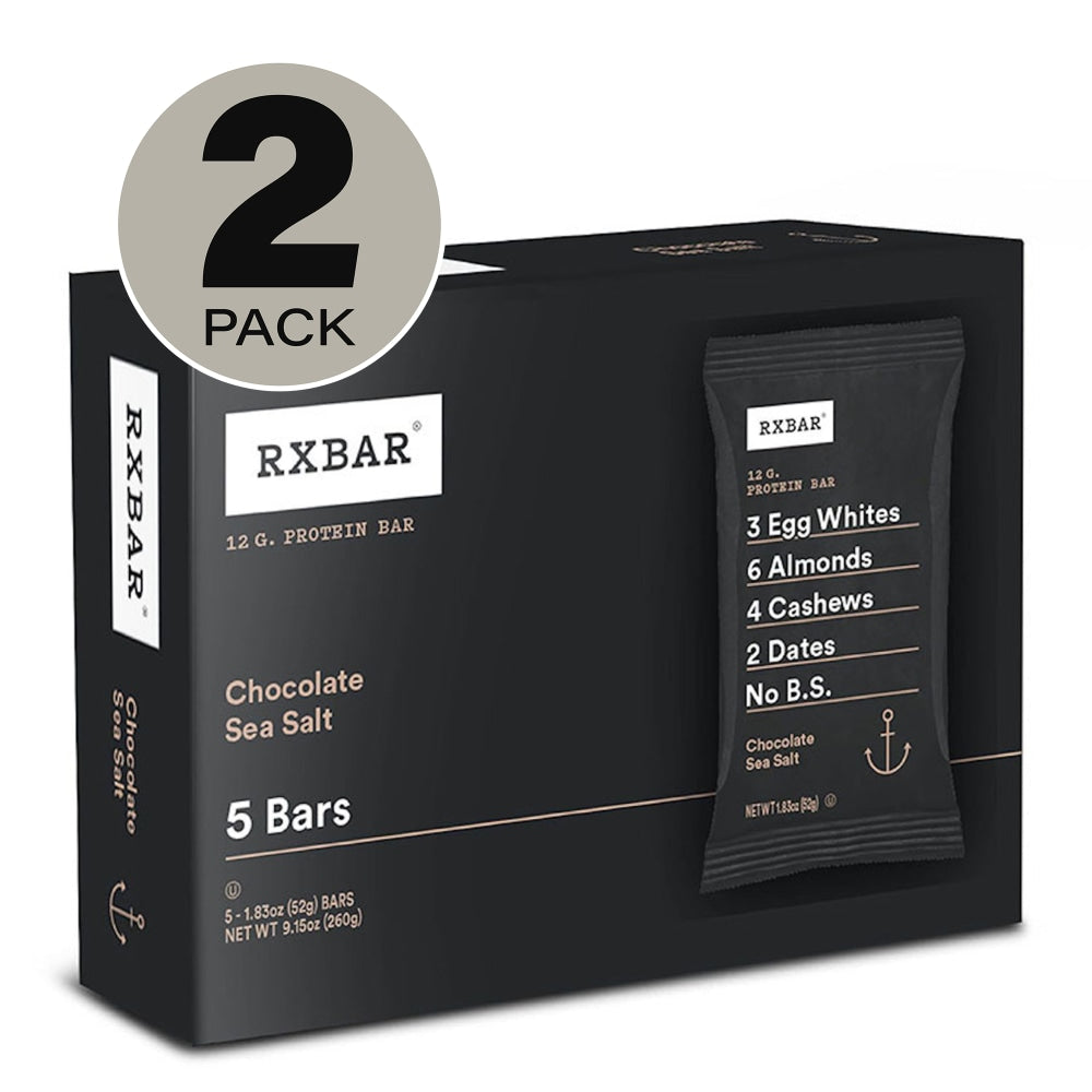 RXBAR Adult Bars, Chocolate Sea Salt, 1.83 Oz, 5 Bars Per Pack, Case Of 2 Packs