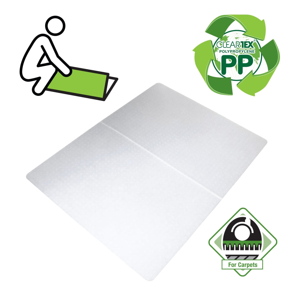 Floortex Cleartex Polypropylene Rectangular Foldable Chair Mat for Carpets, 35in x 46in, White