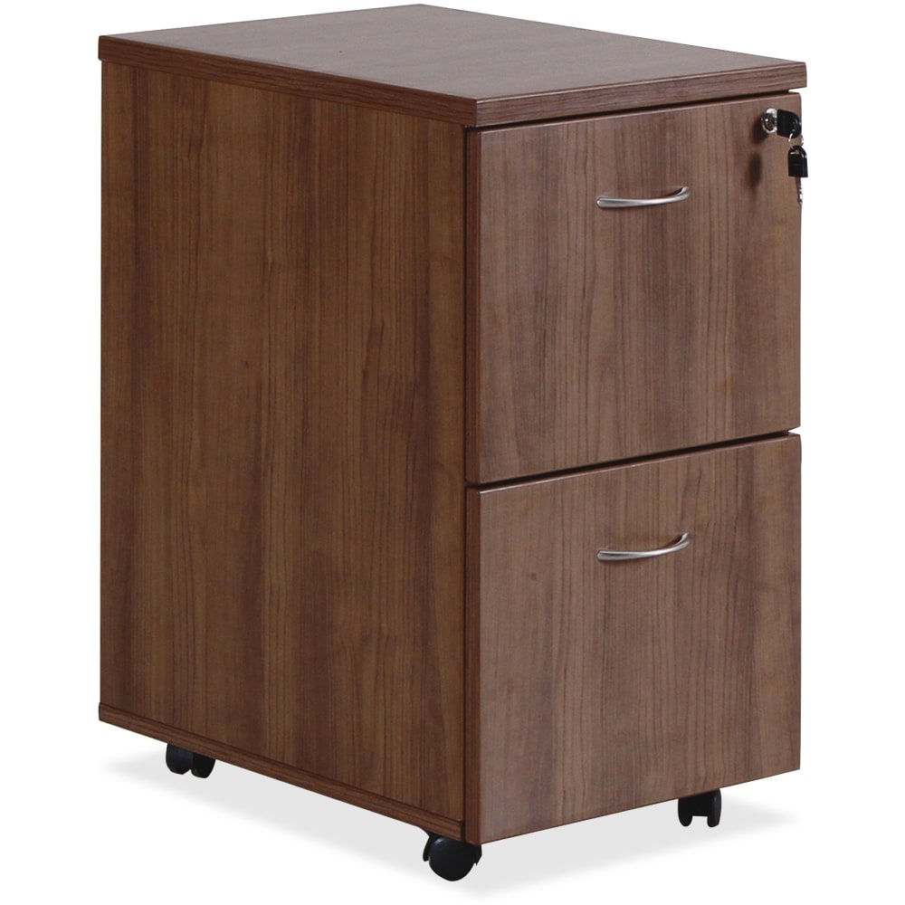 Lorell Essentials 22inD Vertical 2-Drawer Mobile Pedestal File Cabinet, Walnut