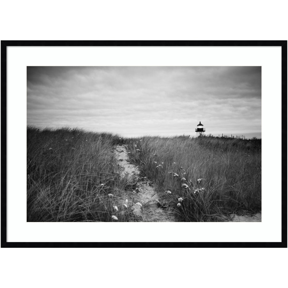 Amanti Art Nantucket Lighthouse by Aledanda Wood Framed Wall Art Print, 41inW x 30inH, Black