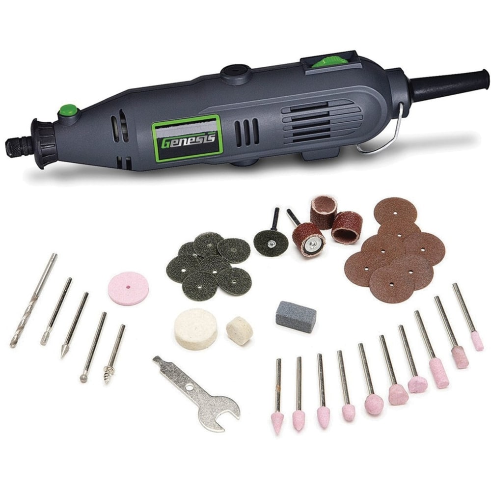 Genesis Variable Speed Rotary Tool with 40-Piece Accessory Set - Cutting, Sanding, Grinding, Carving, Drilling, Polishing, Sharpening, Cleaning, Sawing30000 RPM