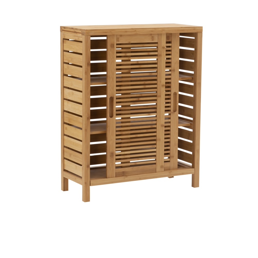 Linon Bullock 26inW Sliding Door Bamboo Cabinet, Natural