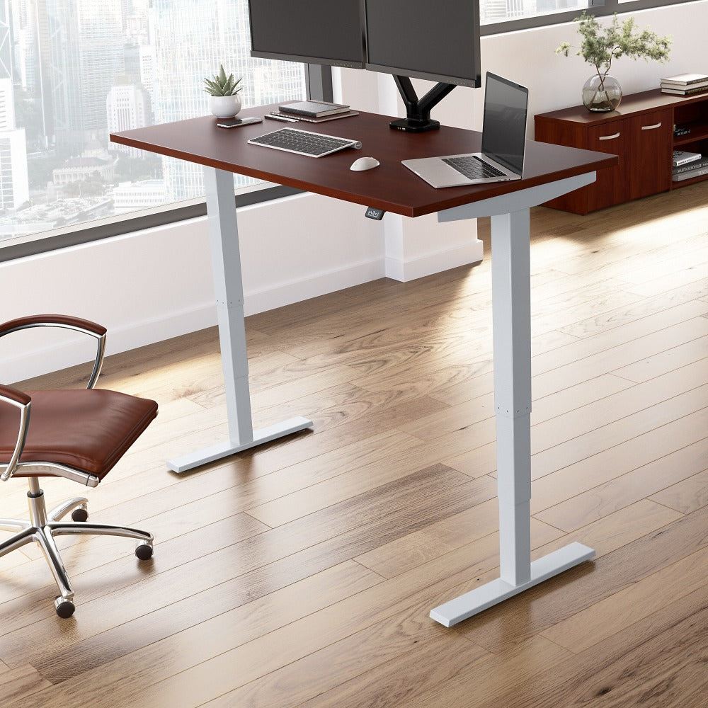 Move 40 Series by Bush Business Furniture Electric Height-Adjustable Standing Desk, 60in x 30in, Hansen Cherry/Cool Gray Metallic, Standard Delivery