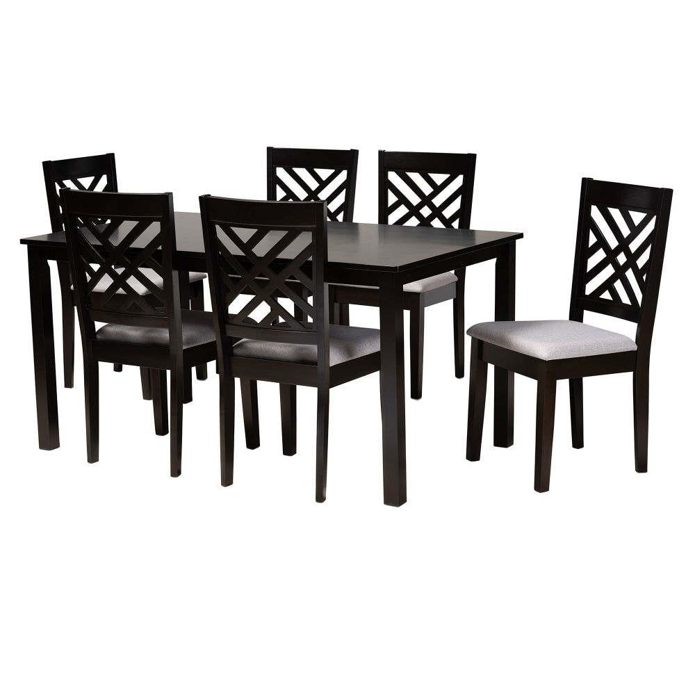 Baxton Studio Caron Dining Set, 29-3/16inH x 59-1/16inW x 35-7/16inD, Gray/Espresso Brown