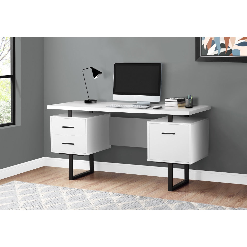 Monarch Specialties Violet 60inW Computer Desk, White/Black