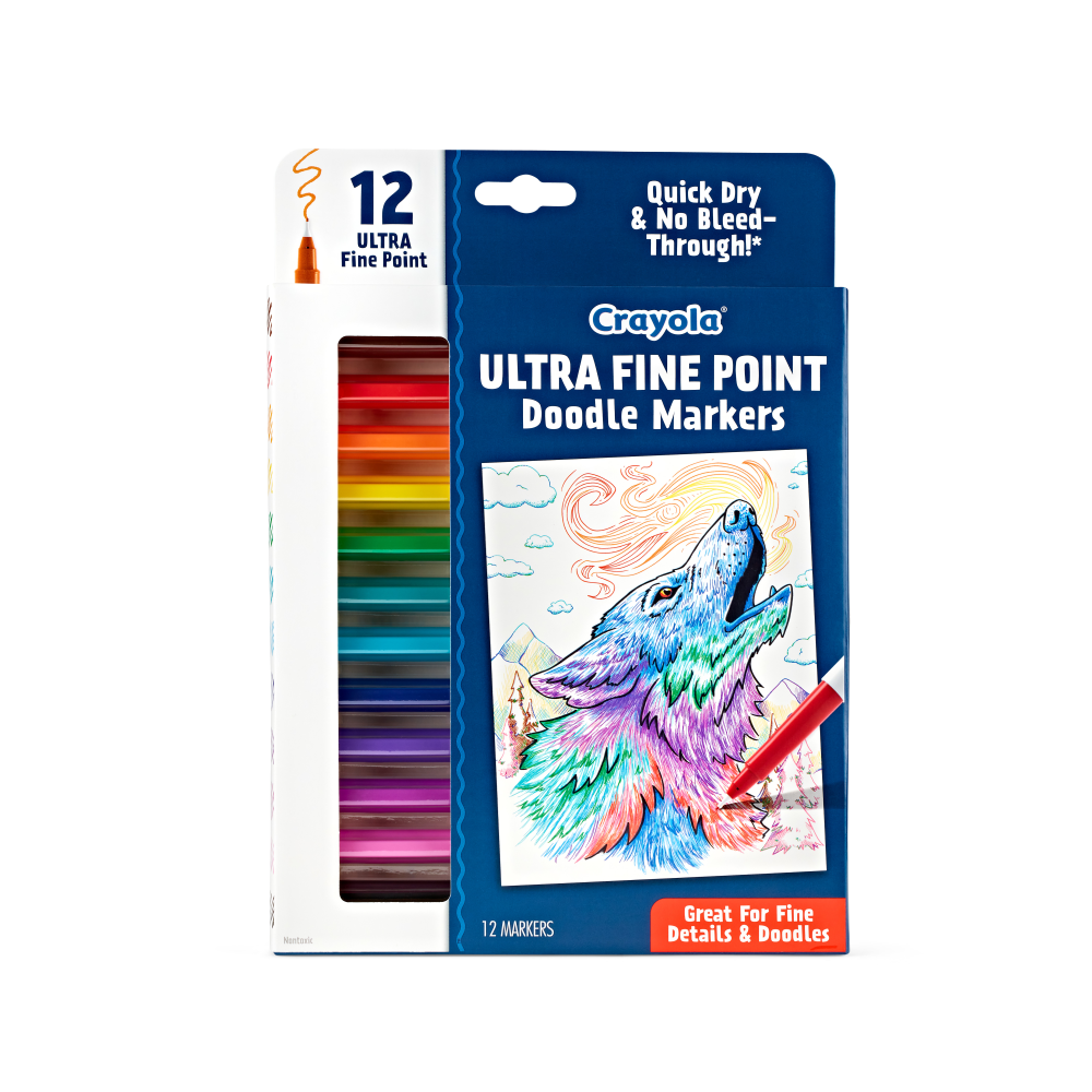 Crayola Doodle & Draw Markers, Ultra Fine Point, Assorted Colors, Pack Of 12 Markers