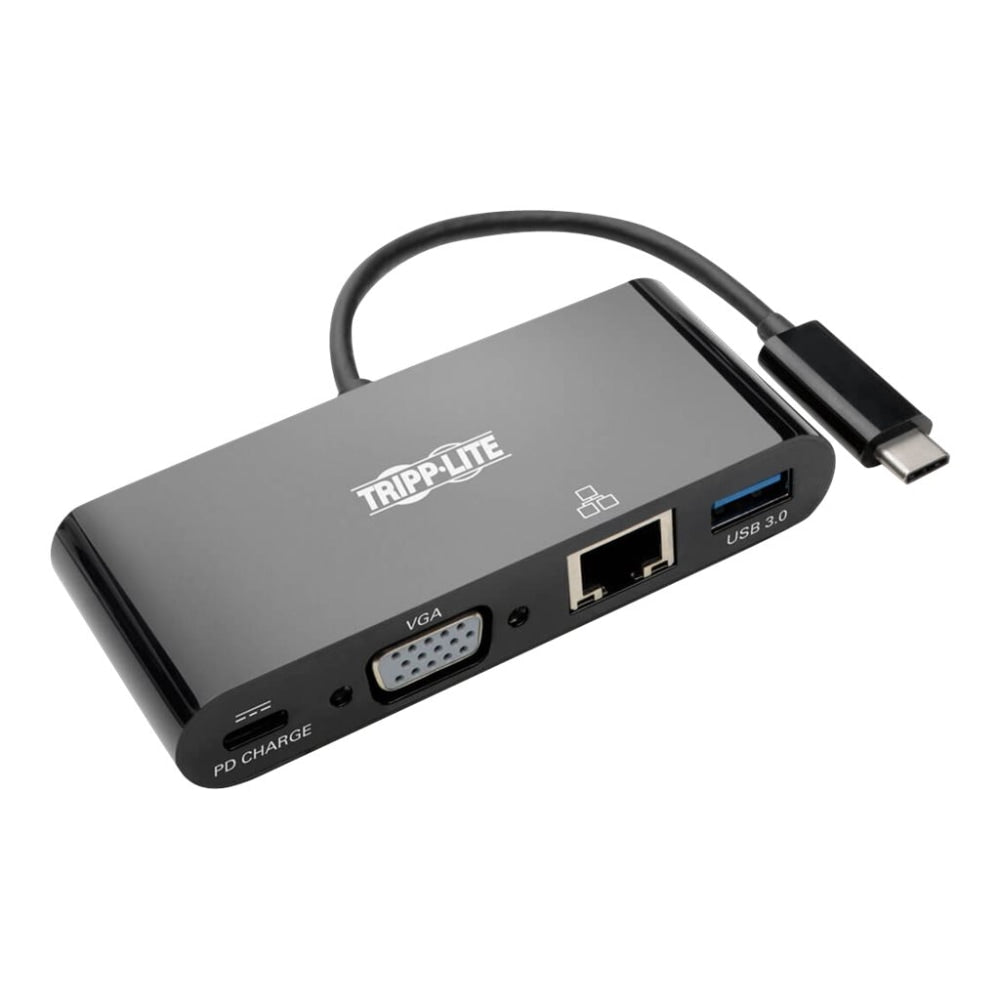 Tripp Lite USB C to VGA Multiport Adapter Dock USB Type C to VGA Black, Thunderbolt 3 Compatible, USB Type C, USB-C, USB Type-C - for Notebook/Tablet PC/Desktop PC/Smartphone