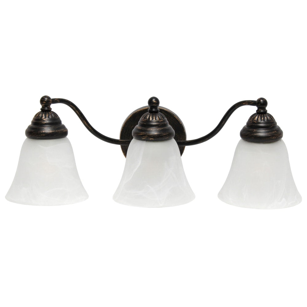 Lalia Home Essentix 3-Light Wall Mounted Curved Vanity Light Fixture, 7-1/2inW, Alabaster White/Oil Rubbed Bronze