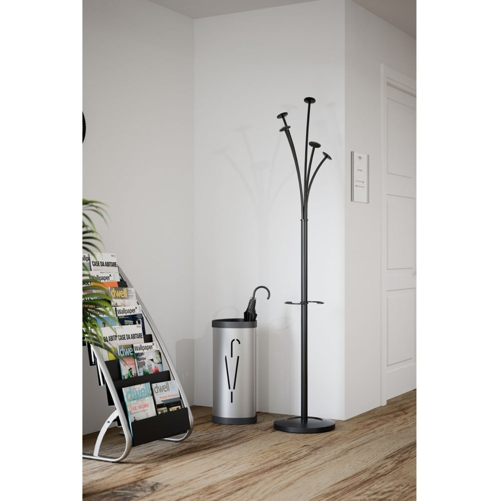 ALBA Tree-Hook Coat Stand With Umbrella Holder, 73 5/8inH x 15inW x 15inD, Black