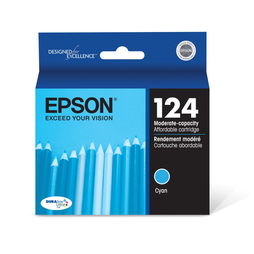 Epson 124 DuraBrite Ultra Cyan Ink Cartridge, T124220