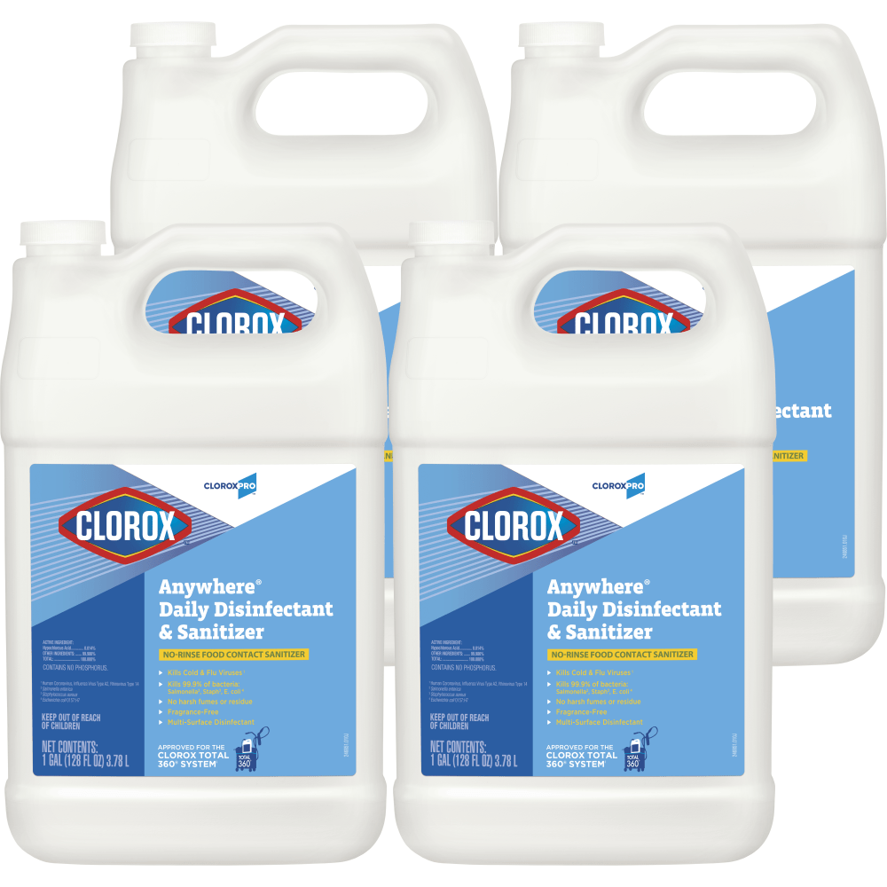 CloroxPro Anywhere Daily Disinfectant and Sanitizing Bottle, 128 Ounces (Pack of 4)