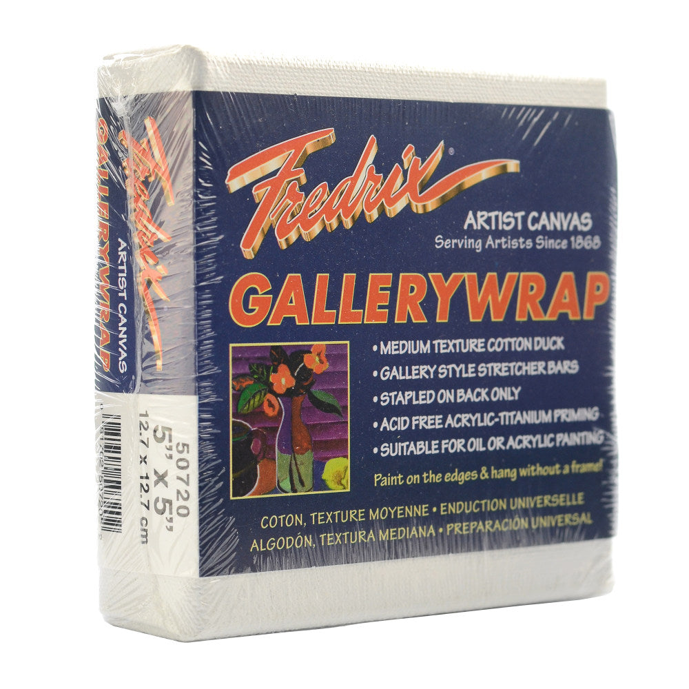 Fredrix Gallerywrap Stretched Canvases, 5in x 5in x 1in, Pack Of 2