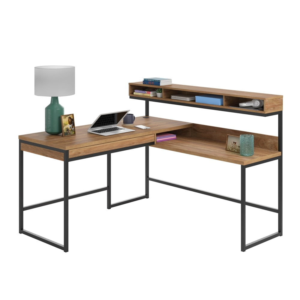 Sauder Manhattan Gate 59inW L-Shaped Computer Desk With Cubby Storage Hutch, Sindoori Mango