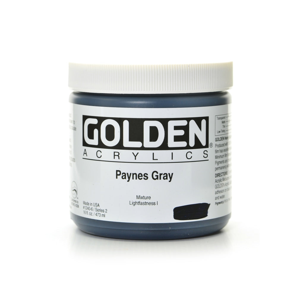 Golden Heavy Body Acrylic Paint, 16 Oz, Paynes Gray