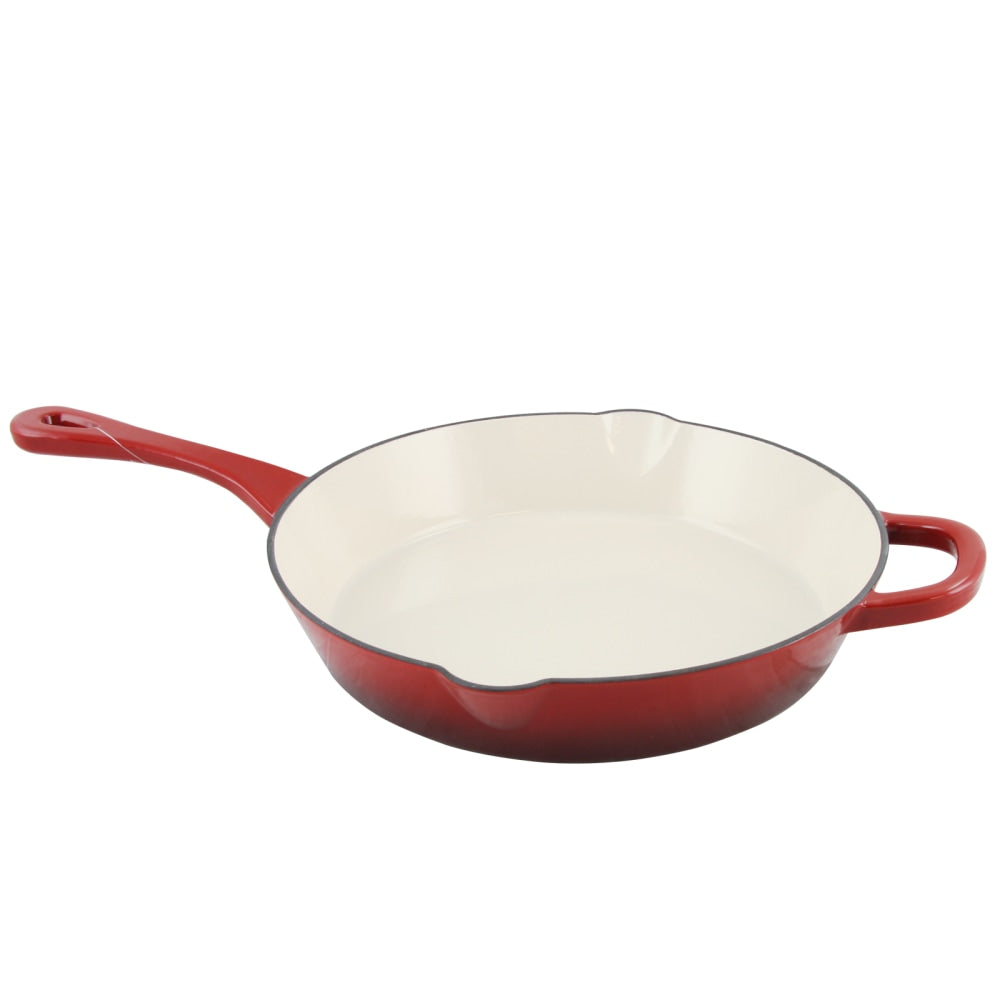 Crock-Pot Artisan 12in Round Enameled Cast Iron Skillet, Scarlet Red