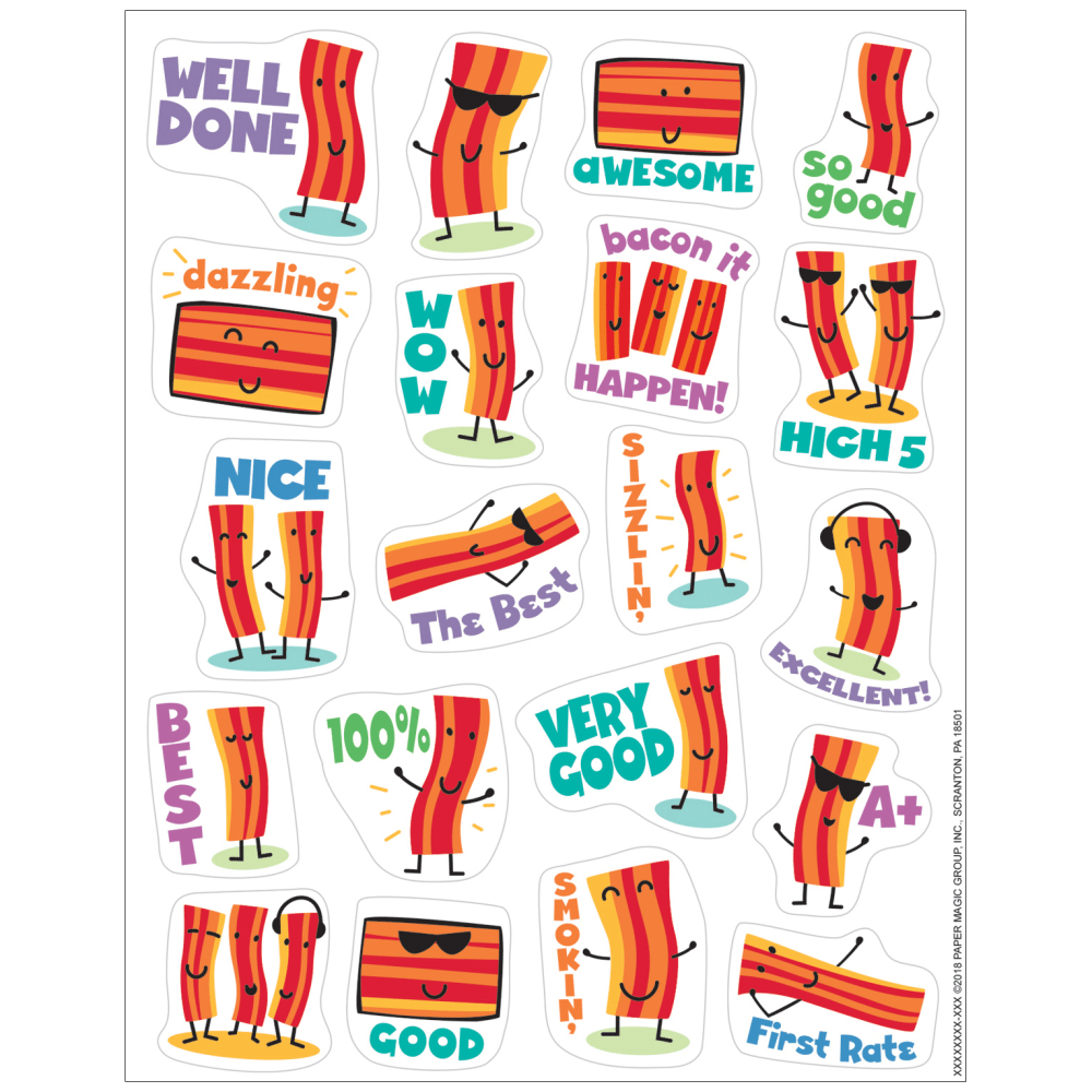 Eureka Scented Stickers, Bacon, 80 Stickers Per Pack, Set Of 6 Packs