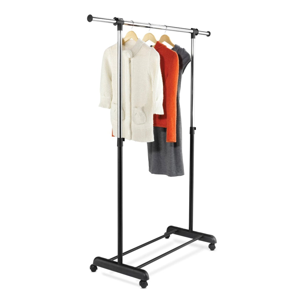 Honey-Can-Do Expandable Garment Rack, 66 3/4inH x 17 1/4inW x 50inD, Chrome/Black