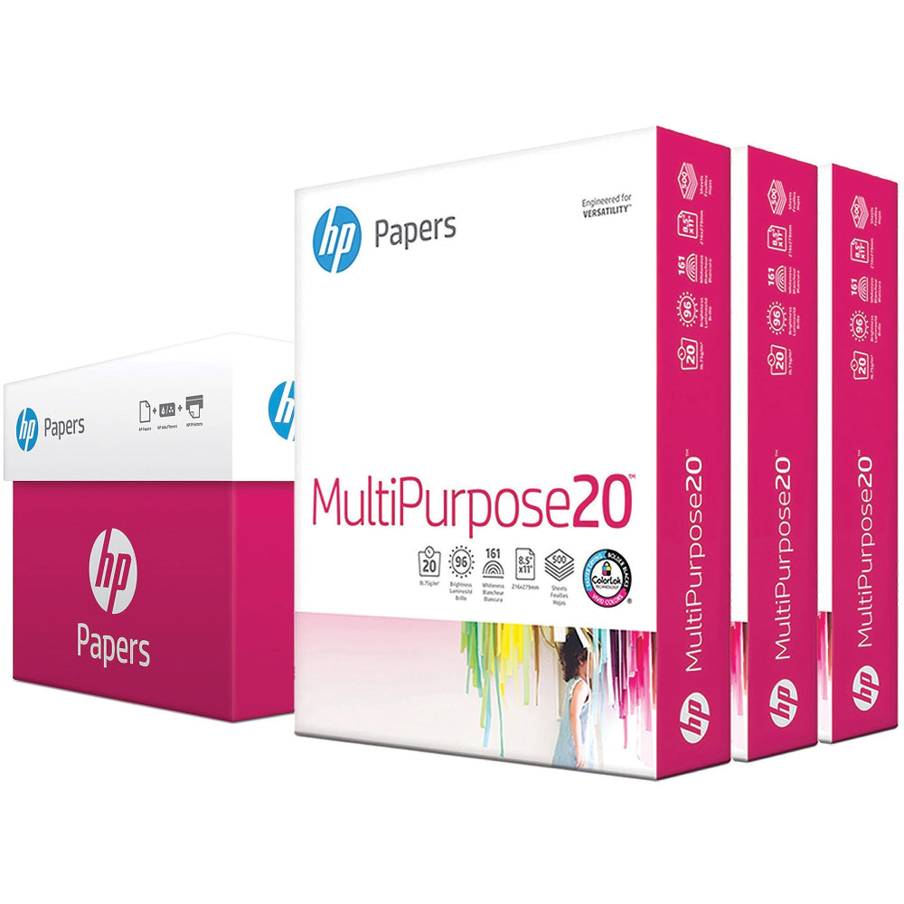 HP Papers Inkjet Paper, White, Letter Size (8 1/2in x 11in), 1500 Sheets Total, 500 Sheets Per Ream, Case Of 3 Reams, 20 lb, 96  Brightness