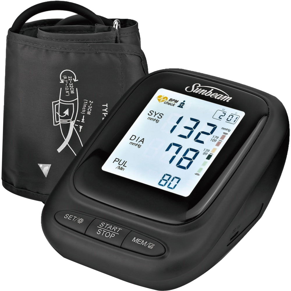 Sunbeam 16984 Upper Arm Blood Pressure Monitor, Black