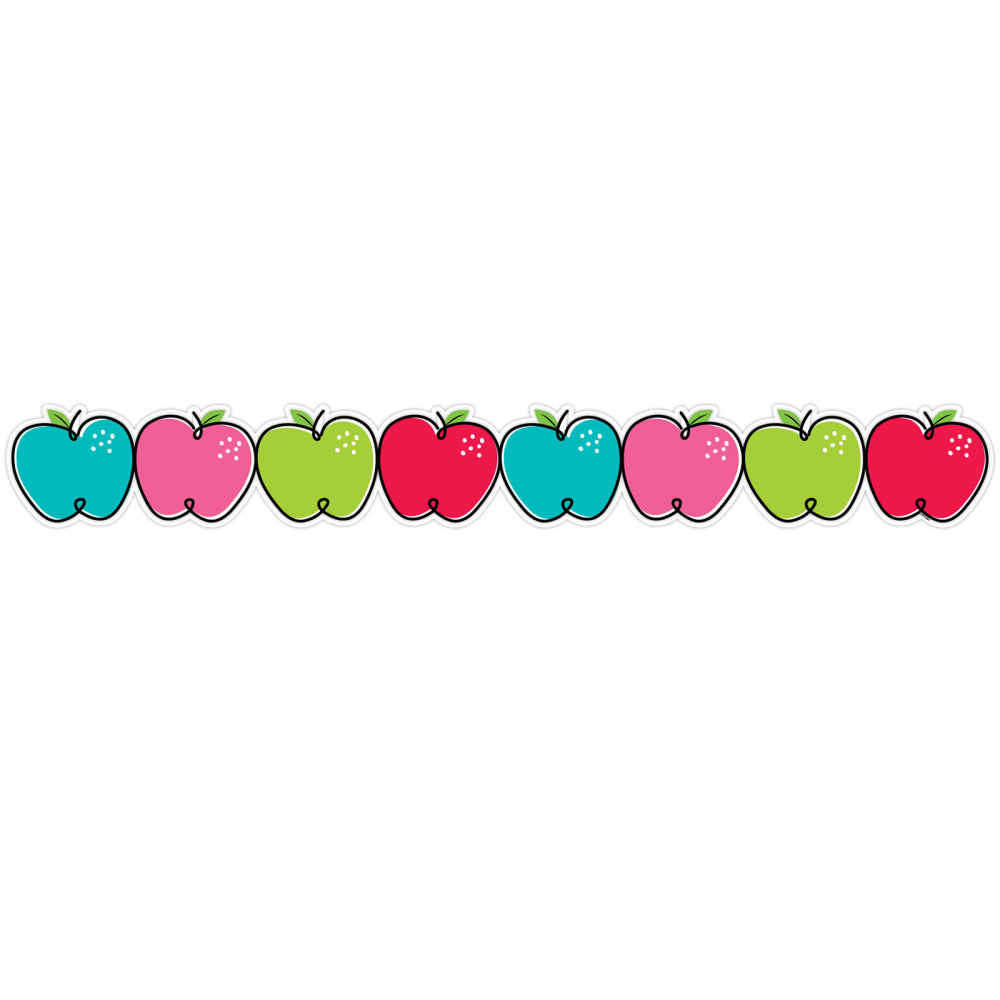 Creative Teaching Press EZ Borders, Doodle Apples, 48' Per Pack, Set Of 3 Packs